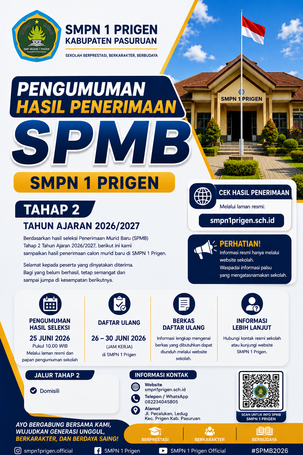 Pengumuman SPMB Tahap 2 Tahun Ajaran 2026 / 2027